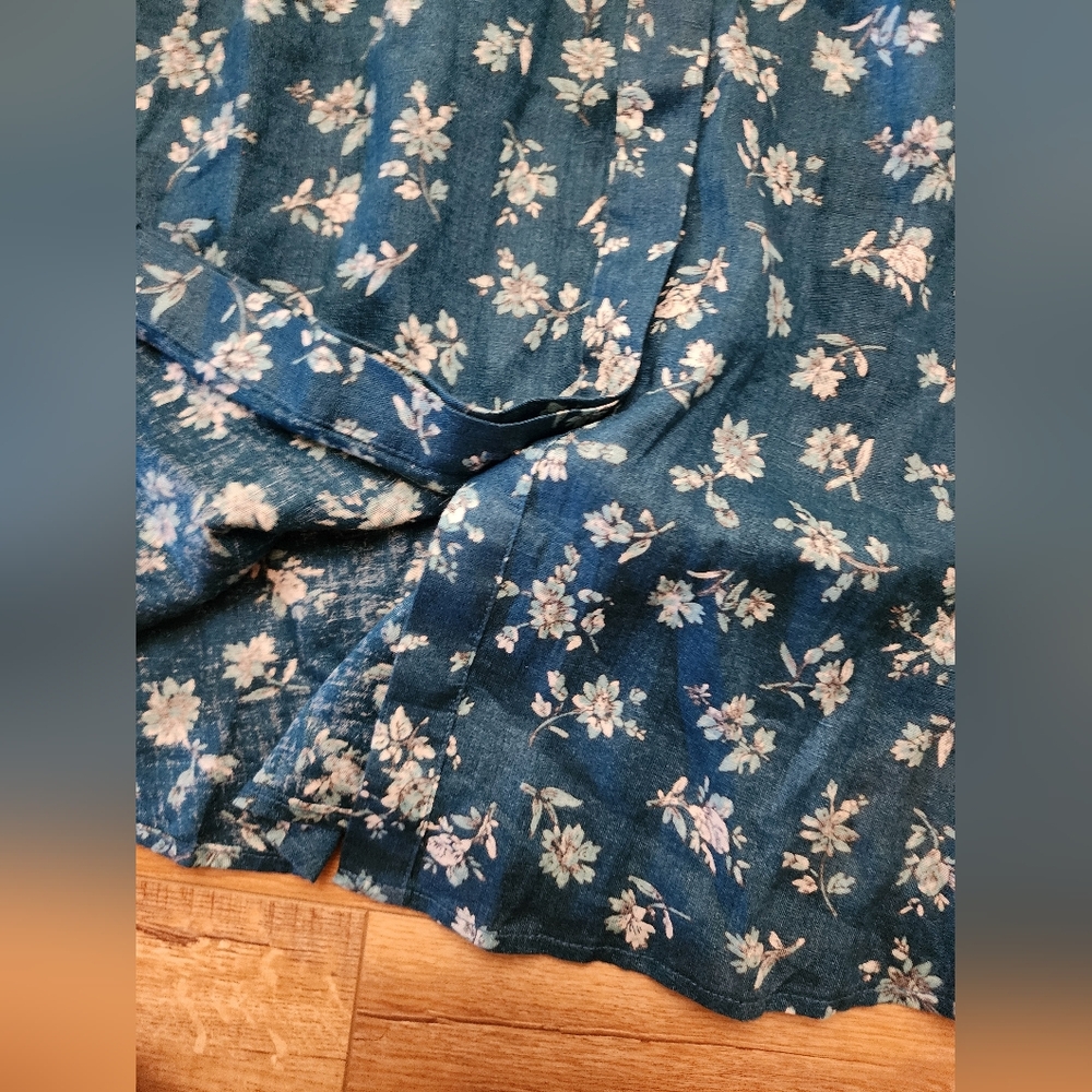 NWT $185 Ralph Lauren womens 10 Floral Linen MidI Dress Waist Bow Tie Button Up - Picture 9 of 13